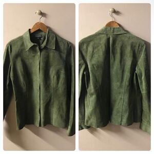 Classiques Entiér Light Olive Green Suede Leather Jacket